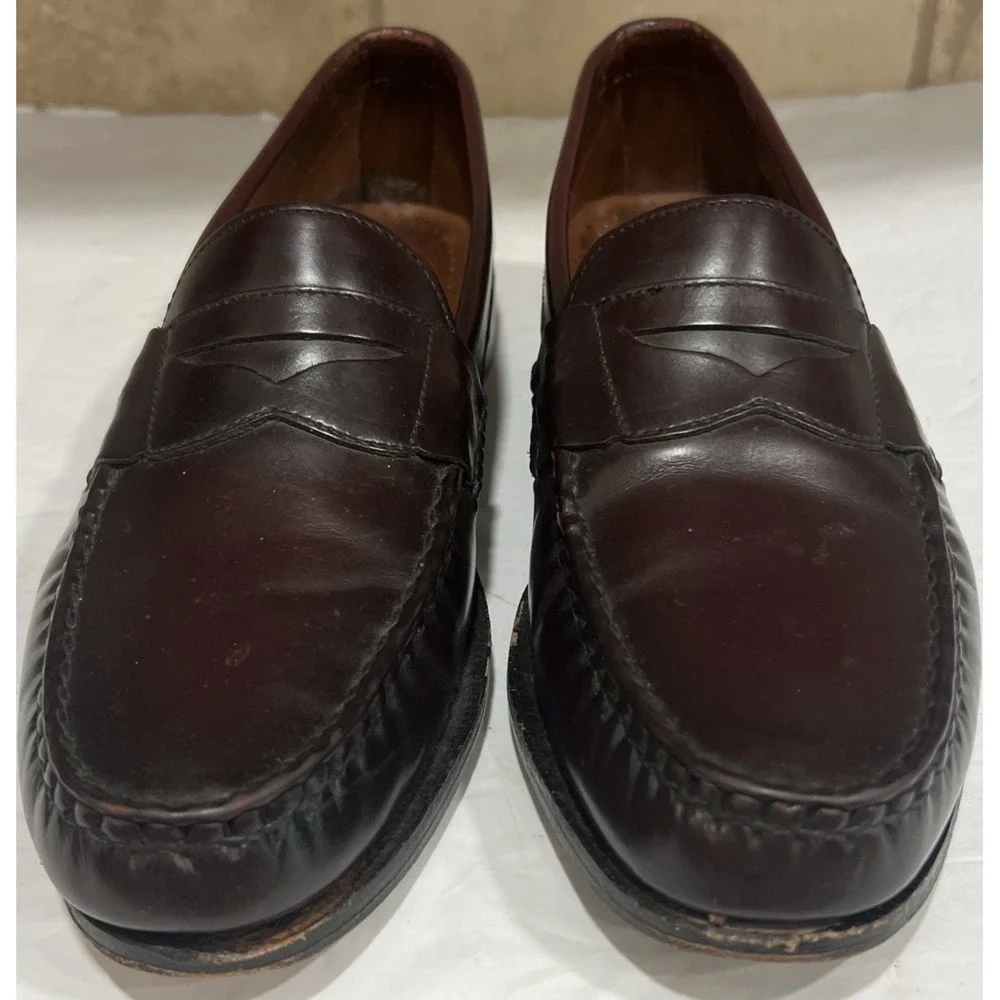 ALLEN EDMONDS Walden Burgundy 42477 Leather Penny Loafer Dress Shoes Size 10